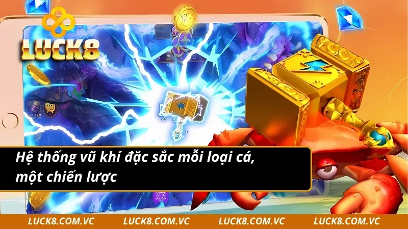Game VA bắn cá sở hữu nhiều loại vũ khí hạ gục mục tiêu đặc sắc 